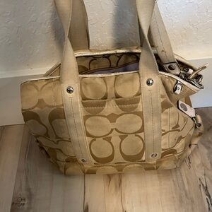 Coach Beige Signature Tote Bag